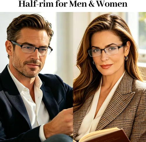 Miniatura 2 de Paquete de 4 lentes de lectura para mujeres y hombres con bisagra de resorte para lectores de media montura 1.0 1.5 2.0 2.5 3.0 3.5 4.0