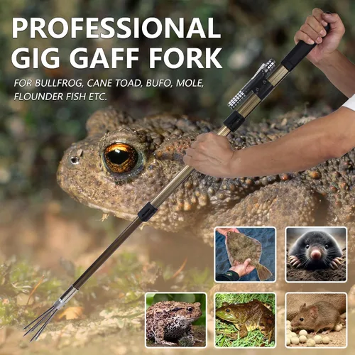 Miniatura 2 de Dutiplus Arpón de pesca, lanza, gaff, tenedor, gancho para rana, sapo, bastón, ranas toro, platija, pez, topo, herramienta de captura de trampas