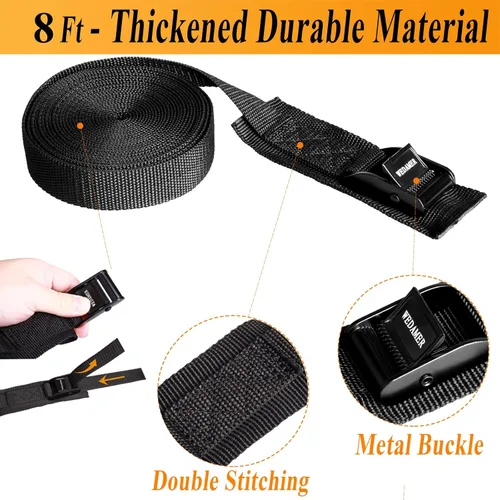 Miniatura 9 de WEDAMER Paquete de 2 correas de amarre para kayak de 8 pies con hebilla de leva de alta resistencia, correa ajustable para kayak, camiones, 2Pack