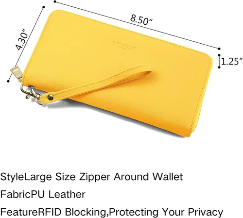 Miniatura 4 de WOZEAH - Cartera de piel sintética con cremallera y bloqueo RFID para mujer ideal para viajar