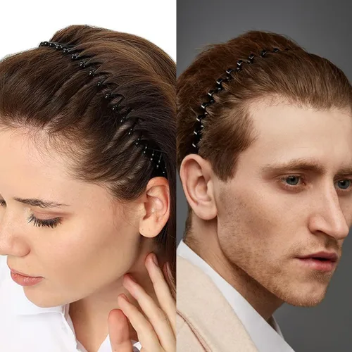 Miniatura 2 de BOYIVI 15 diademas de metal para dientes de moda, bandas onduladas negras antideslizantes unisex deportivas para hombres y mujeres