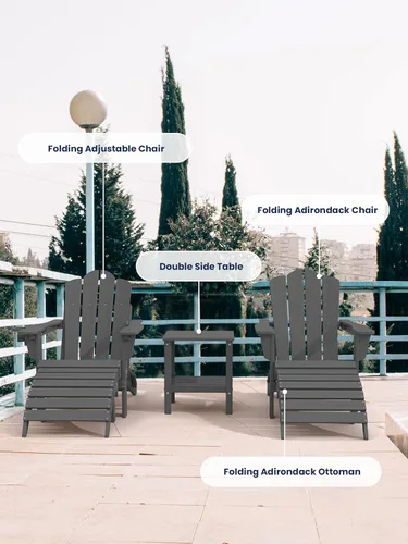 Miniatura 6 de KINGYES Otomana Adirondack plegable para silla Adirondack, gris