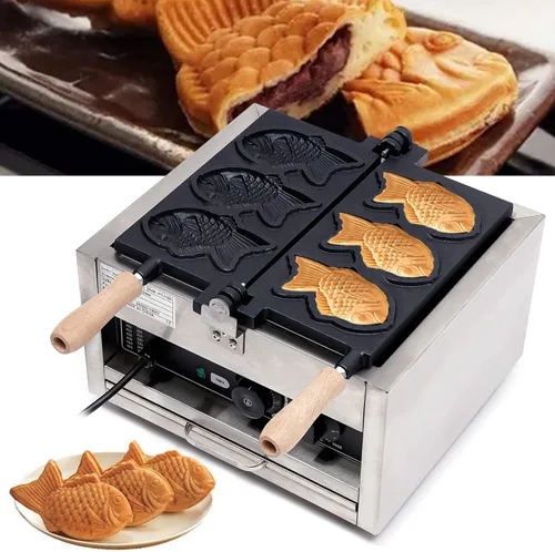 Miniatura 3 de Pescado en forma de Taiyaki Maker Máquina de gofres en forma de pescado de acero inoxidable Moldes para hornear antiadherentes Máquina de gofres
