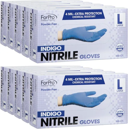 Miniatura 12 de ForPro Disposable Nitrile Gloves, Chemical Resistant, Powder-Free, Latex-Free, Non-Sterile, Food Safe, 4 Mil Negro