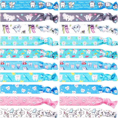 BBTO 20 piezas de regalos dentales para el cabello para asistente higienista, coleteros de dientes, bandas elásticas para coleta de caballo, cuerdas