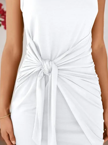 Miniatura 7 de Lillusory Minivestido ajustado sin mangas y con frunces, para mujer, para un estilo informal o la playa