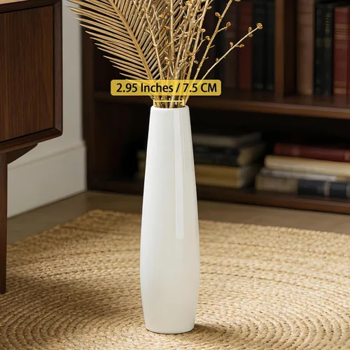 Miniatura 7 de Jarrón de cerámica blanca de 17.7 pulgadas de alto, soporte para flores, jarrones grandes decorativos para centros de mesa, estantes, decoración