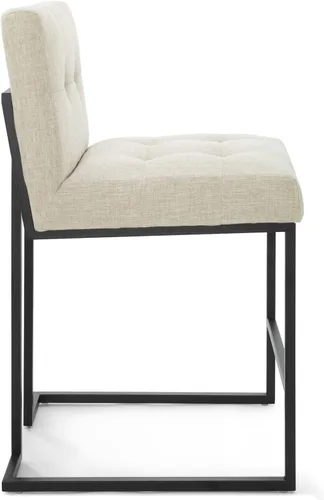 Miniatura 3 de Modway Privy Taburete tapizado de tela de acero inoxidable negro, beige