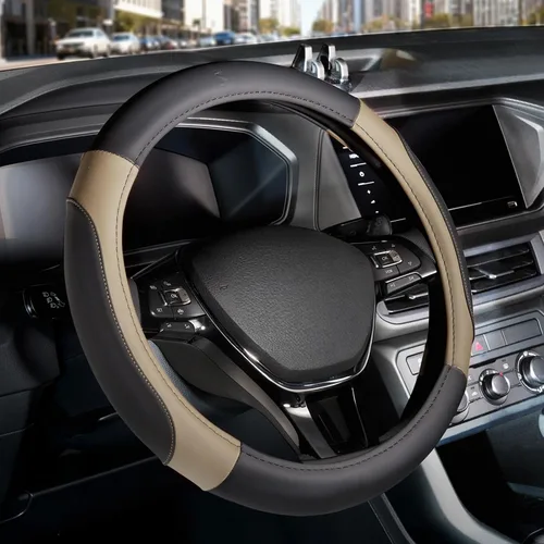 FLORICH Funda para volante de automóvil, fundas de cuero de microfibra con forro antideslizante, protector elástico transpirable para volante de