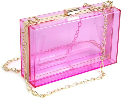 Miniatura 19 de WJCD - Bolso de mano de acrílico transparente para mujer, bolso de hombro con correa de cadena de dorada desmontable Premium Acrylic, Stadium