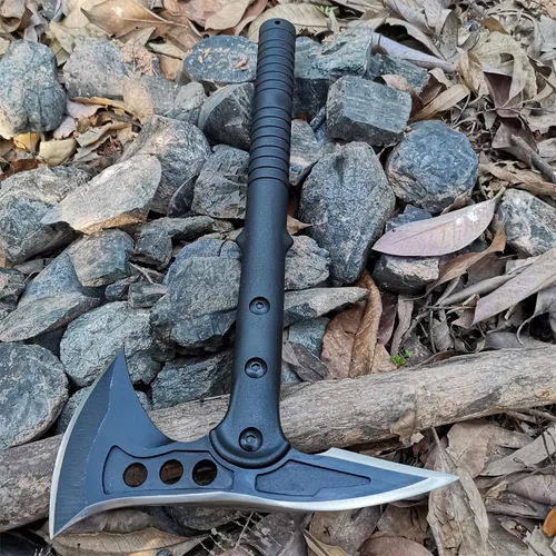 Miniatura 3 de Hacha de camping con vaina de nylon, Hacha Tomahawk vikinga forjada de acero al carbono de alta calidad, Hacha de camping portátil para cortar