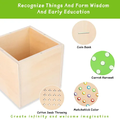 Miniatura 3 de Kit de juego de madera Montessori 4 en 1 para niños de más de 1 año, juegos de cosecha de zanahorias, caja de monedas para bebés, juguetes