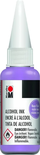 Marabu Tinta de alcohol - Violeta neón - Ilumina la noche con pasión electrizante, repleta de brillo vívido y carbón enigmático - Botella de 0.7 fl
