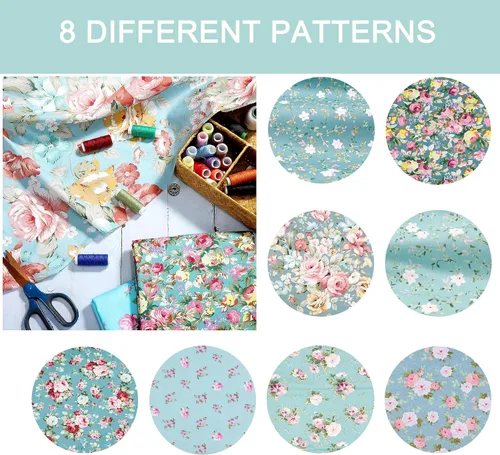 Miniatura 2 de Green Fat Quarters - Paquetes de tela de edredón precortado, 18 x 22 pulgadas (floral verde)