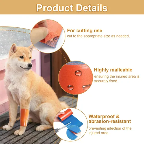 Miniatura 5 de Férula de fijación para mascotas, férula para mascotas para perros/gatos, espuma de polímero impermeable, resistente, corte arbitrario, soporte
