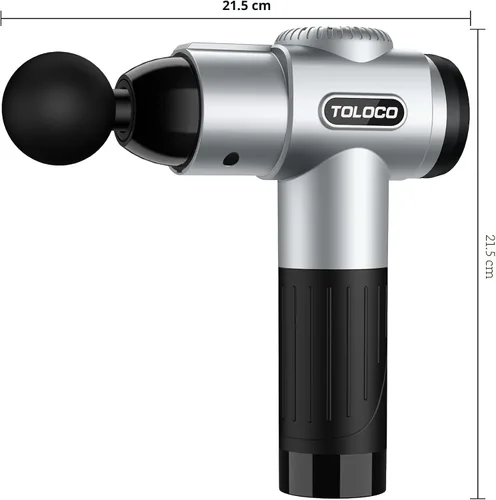 Miniatura 8 de TOLOCO - Pistola de masaje muscular de percusión para deportistas, masajeador portátil de tejido profundo Plateado