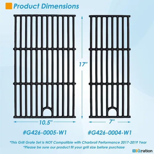 Miniatura 5 de Rejilla de parrilla de 17 pulgadas para Charbroil Performance 5 quemadores 463448021 463449021 463450022 463451022 463455021 463458021, rejilla