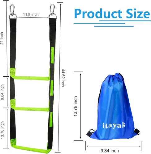 Miniatura 2 de itayak Escalera de cuerda para lancha de 3 escalones, escalera plegable de cuerda de escalada al aire libre para barco inflable, pontón, velero