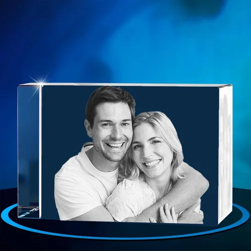 Foto de cristal 3D, regalo personalizado para ella, él, mamá, papá, padre, regalo para parejas: foto personalizada en cristal, única para