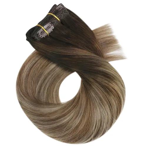 Miniatura 49 de Moresoo Extensiones de cabello humano Remy con clip, color rubio platino, extensiones de cabello humano real de doble trama, color rubio #60, 18