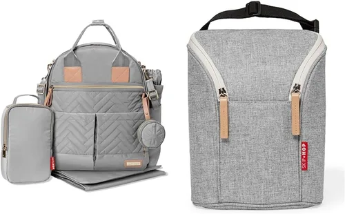 Miniatura 8 de Skip Hop Mochila para pañales: Suite Juego de mochila para pañales 6 en 1, bolsa de viaje multifunción para bebé con cambiador, correas para Negro