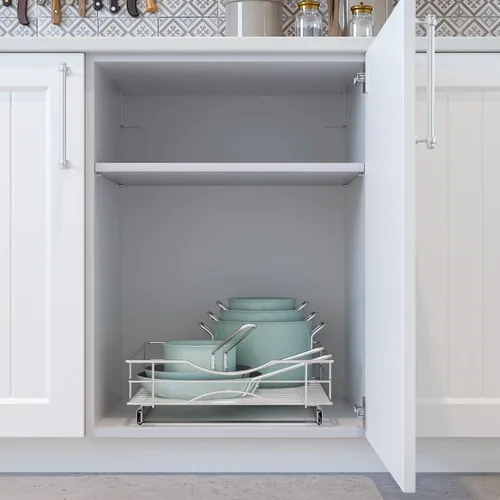 Miniatura 4 de Home Zone Living Organizador de armario de cocina extraíble con cajón deslizante para ahorrar espacio, 17 pulgadas de ancho x 21 pulgadas de largo