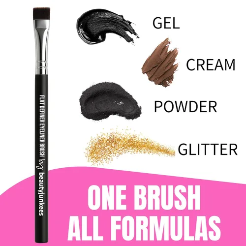 Miniatura 3 de Beauty Junkees Brocha plana para delineador de ojos – Brocha de maquillaje profesional de precisión para delineador de ojos afilados, modelado