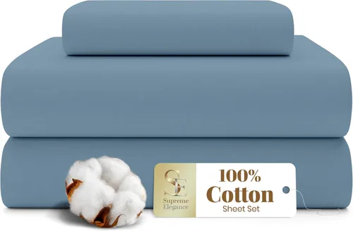 Miniatura 21 de SUPREME ELEGANCE Juego de sábanas de cama individual 100% algodón - Blanco ártico, ropa de cama de percal de 3 piezas, sábanas transpirables frescas