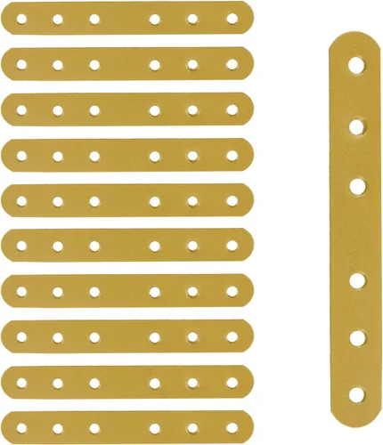 Miniatura 6 de T Tulead Soportes rectos de hierro planos de reparación para muebles, placas de refuerzo de muebles, soporte reparador dorado, 2.16 x 0.7 x 0.06