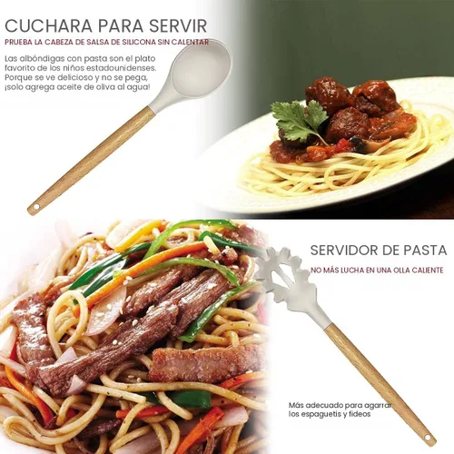 Miniatura 5 de Juego de utensilios de cocina - 35 piezas de utensilios de cocina con rallador, pinzas, espátula de cuchara y girador hechos de silicona resistente