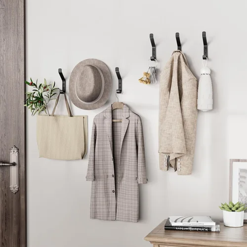 Miniatura 5 de susswiff Paquete de 10 Ganchos para Colgar Abrigos, 20 LB (Máximo), Ganchos de Pared de Acero Inoxidable para Toalla, Sombrero, Mochila, Llave, Negro