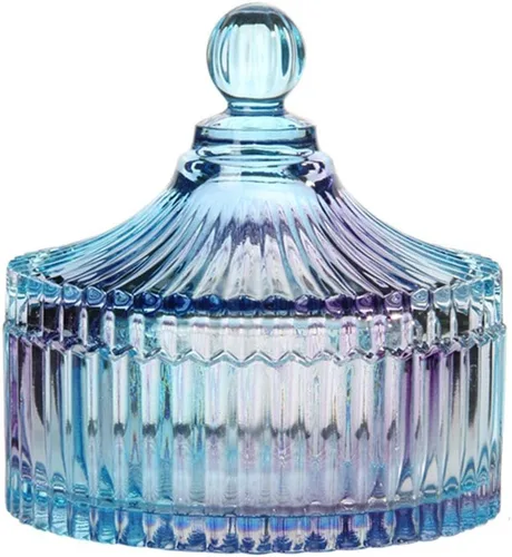 Miniatura 11 de CHOOLD - Frasco para dulces con forma de tienda de campaña de cristal transparente de lujo con tapa, frasco de vidrio transparente de estilo Morado