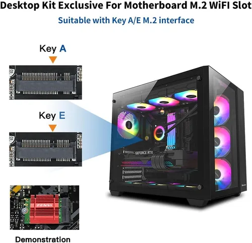 Miniatura 8 de FENVI WiFi 6E Kit de actualización de escritorio con Intel AX210-5400Mbps Tri-Band 6GHz y BT 5.3 Incluye tarjeta WiFi M.2 2230 AX210NGW, antenas