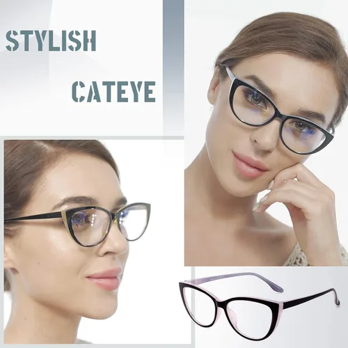 Miniatura 3 de Paquete de 3 lentes de lectura con bloqueo de luz azul, elegantes ojos de gato, lectores de computadora, antifatiga ocular y deslumbramiento