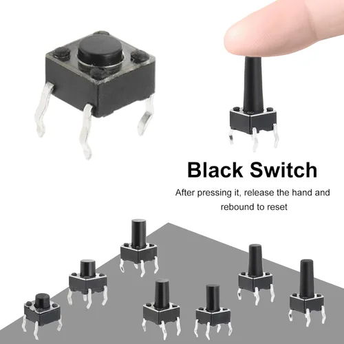 Miniatura 5 de Interruptor táctil de botón pulsador micro momentáneo interruptor 10 valores 0.236x0.236 in 4 pines 180 piezas kit surtido interruptores pulsadores