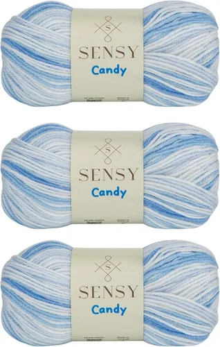 Miniatura 17 de Sensy Candy Yarn - Hilo de 5 madejas, 3.5 onzas, 251 yardas, multicolor para ganchillo y tejido, calibre ligero 3