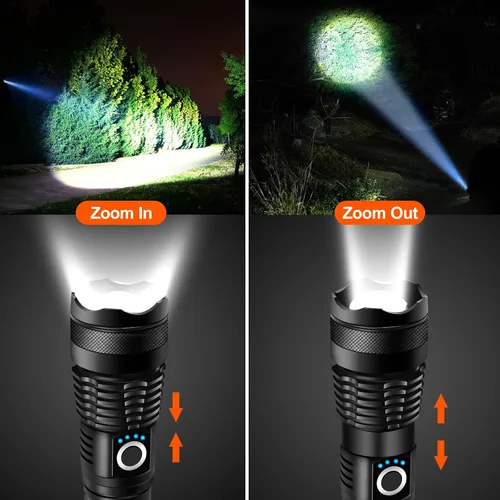 Miniatura 6 de Linternas recargables, 250000 lúmenes de alto lumen linterna LED súper brillante con 3 modos, IP65 impermeable, linterna potente de mano para caza