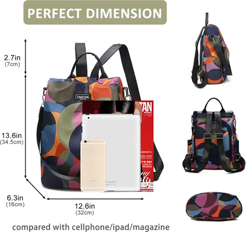 Miniatura 3 de Mochila para mujer, antirrobo, bolsa de viaje convertible, mochila de moda, casual, impermeable, para senderismo, M
