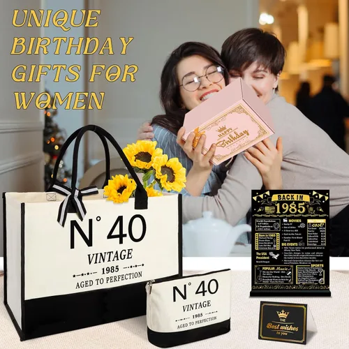 Miniatura 7 de YeohJoy Regalos de 40 cumpleaños para mujeres, bolsa de lona para viaje, regalos únicos de cumpleaños de 40 años para su madre, esposa, tía, amigos