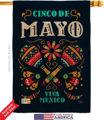 Miniatura 2 de Breeze Decor Cinco de Mayo Viva Mexico - Juego de banderas de arpillera para el jardín, fiesta de verano, cactus, piñata, sombrero mexicano, fiesta