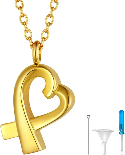 Miniatura 186 de FindChic Collares personalizados con urna para cenizas, barra vertical, gato, luna, reloj de arena, garra de perro, acero inoxidable, chapado en oro