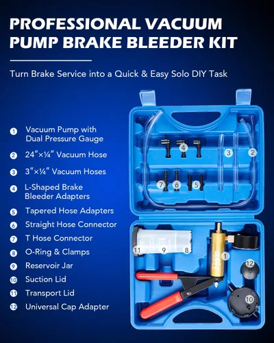 Miniatura 2 de Orion Motor Tech Kit de purga de frenos con bomba de vacío manual y adaptadores, kit de purga de frenos para líquido de frenos y líquido