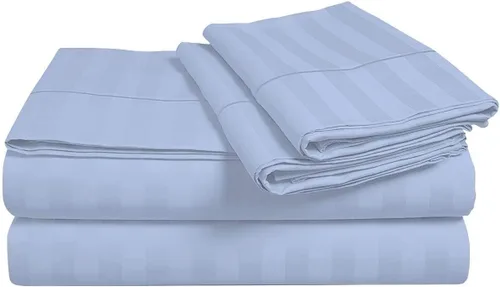 Miniatura 5 de Juego de sábanas y fundas de almohada de 6 piezas, 100% algodón, juego de sábanas de rayas de agua individual incluye 4 fundas de almohada, 1 sábana