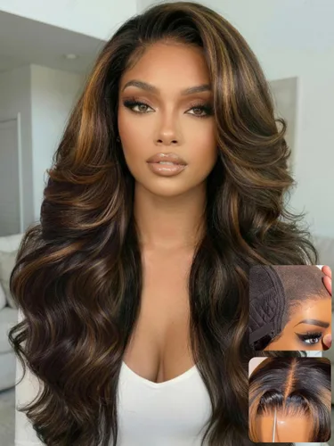 Miniatura 27 de UNICE Bye Bye Slip Peluca de Capas Emplumadas con Raya Lateral de Cabello Humano Sin Pegamento con Tiras de Silicona Seguras y Cordón Densidad 200%