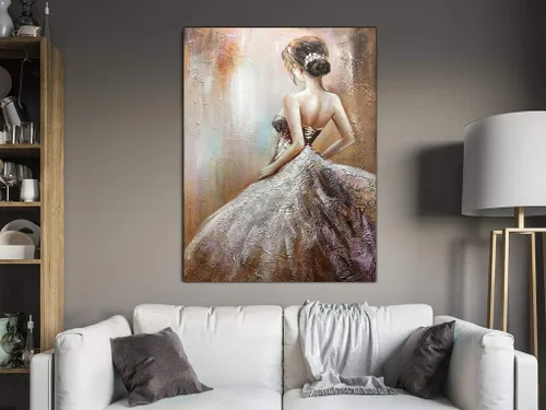 Miniatura 3 de Boiee Arte, 24 x 36 pulgadas, pintada a mano, niña en vestido de novia, lienzo, figuras abstractas, obras de arte de arte de pared acrílicas
