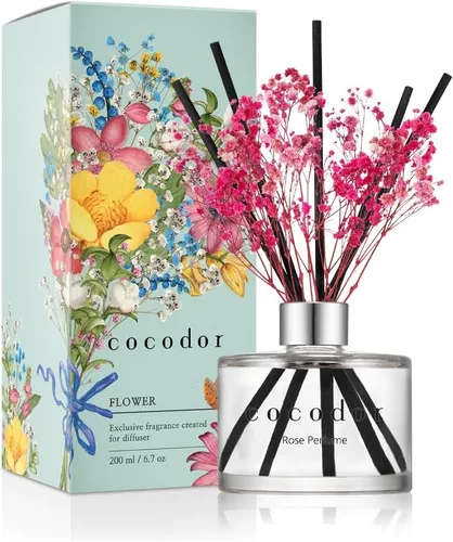 Miniatura 41 de COCODOR Juego de Difusor de Varillas de Junco con Flores / 6.7 oz / Eucalipto Limón / Difusor de Aroma con Varillas Fragancia para el Hogar Difusor