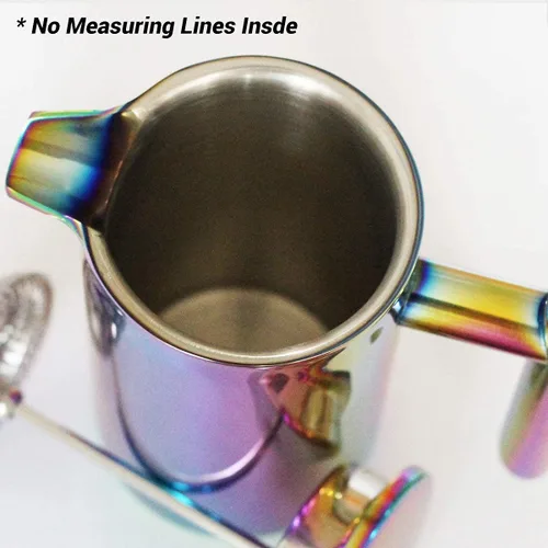 Miniatura 2 de Cafetera de prensa francesa – 1 o 2 tazas, pequeña cafetera de acero inoxidable, prensa francesa de doble pared, Arcoíris, 12oz/350ml