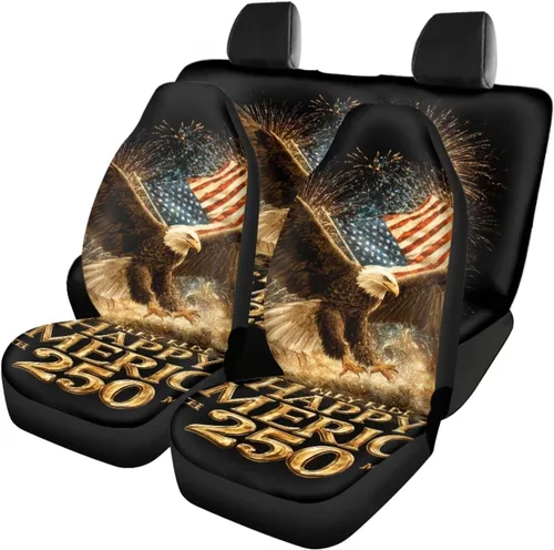 Miniatura 38 de Howilath 250 USA Anniversary - Juego de 4 fundas de asiento de automóvil de ajuste universal para asientos delanteros y traseros para uso en todas