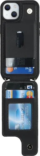 Miniatura 4 de Lipvina Funda para iPhone 13 con tarjetero y correa, cordón cruzado para mujer, bloqueo RFID, soporte de anillo, cierre a presión, bloqueo RFID