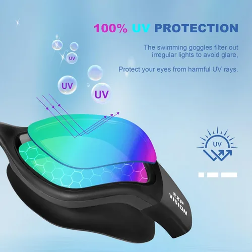 Miniatura 3 de EXP VISION Gafas de natación para adultos, gafas de natación antivaho para mujeres y hombres, sin fugas, gafas de agua de triatlón